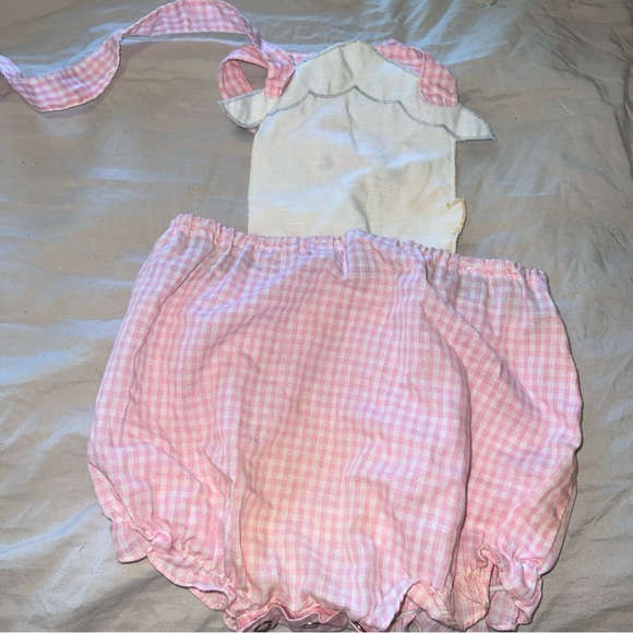 Vintage Little Ones Pink Duck Gingham Bubble Size 18 Months Romper - Picture 10 of 10